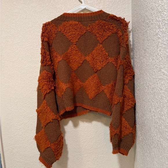Brown and Orange Women's Cardigan Sweater - Picture 3 of 3